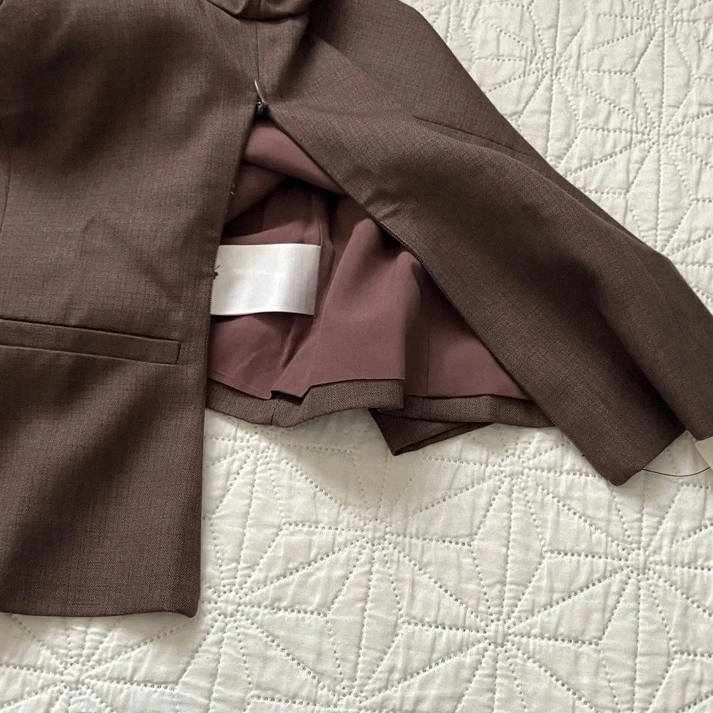 Reformation Brown Fitted Button-Up Scoop Neck Blouse - Picture 10 of 11
